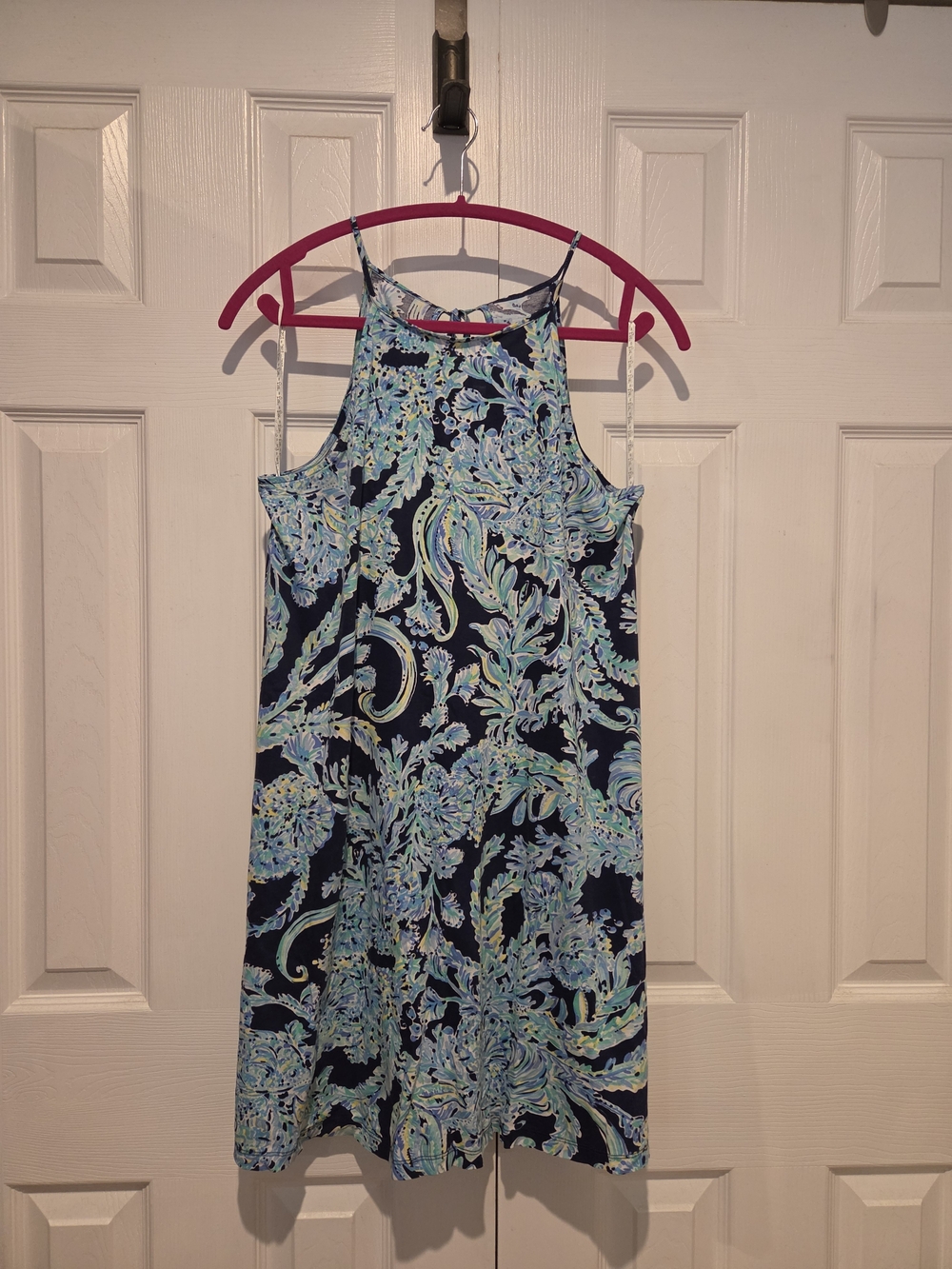 Lilly Pulitzer Navy & Aqua Paisley Halter Mini Dress